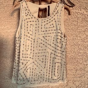 Walter Baker CHIC Beaded Silk Ivory Olivia Sleeveless Top